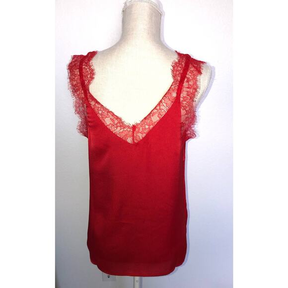 Lulu's Red Flirty Eyelash Lace Trim Cami Top - M - Picture 3 of 6